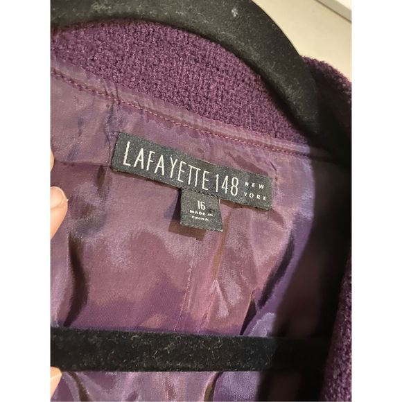 Lafayette 148 New York Fringe Purple Virgin Wool Blazer Jacket, Sz 16, MP $598 - Picture 3 of 12